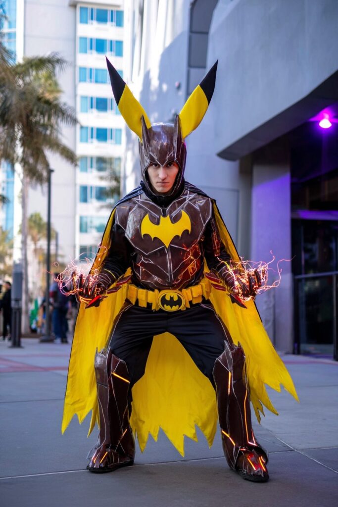 batman + pikachu mashup cosplay